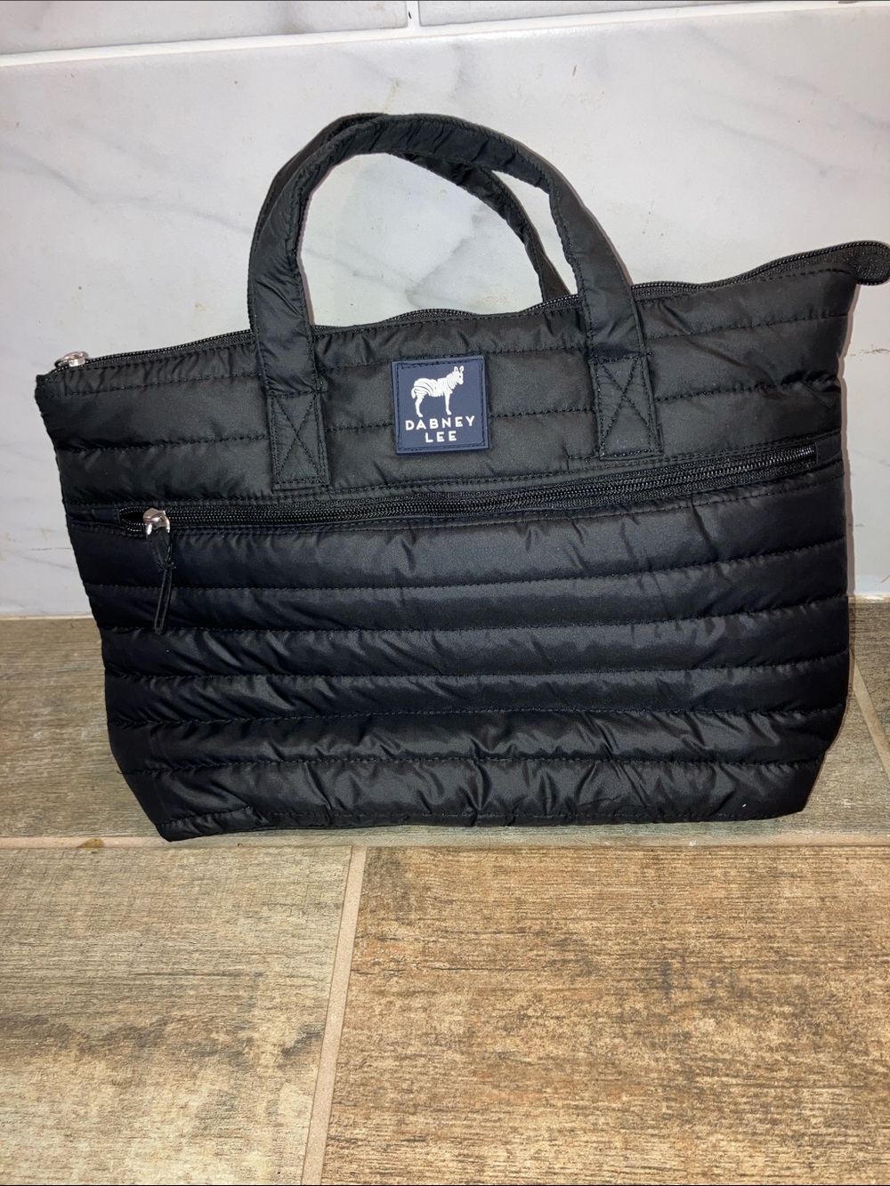 DABNEY LEE Black Quilted Toiletry Bag with Front Zip
